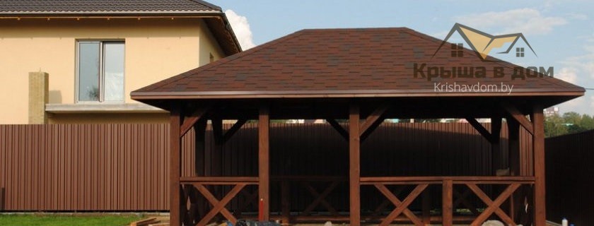 Монтаж кровли беседки